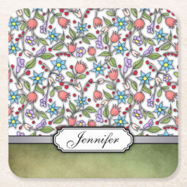 Dessous De Verre Carré Modèle floral fillette :: Personnalisable