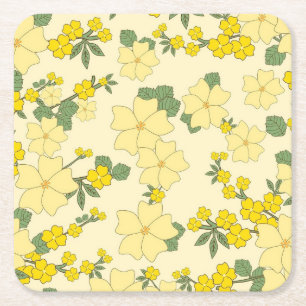 Dessous De Verre Carré Modèle floral jaune
