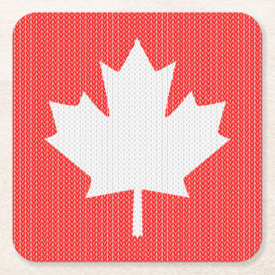 Dessous De Verre Carré Modèle Knit Maple Leaf Tricot Motif