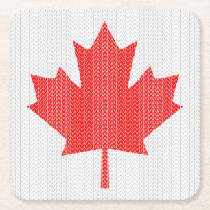 Dessous De Verre Carré Modèle Knit Maple Leaf Tricot Motif