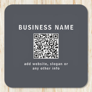 Dessous De Verre Carré Modèle simple pour votre code QR   Gris charbon