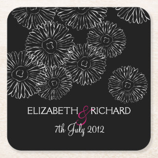 Dessous De Verre Carré Modern Black White Boho Chic Daisy Wedding 