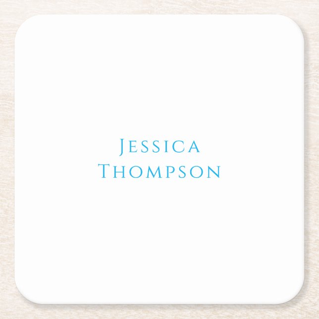 Dessous De Verre Carré Modern Elegant Plain Simple Professional Name (Devant)