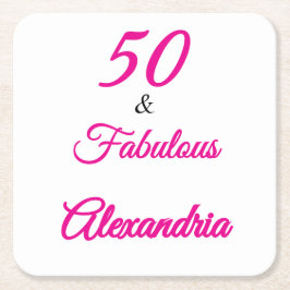 Dessous De Verre Carré Modern Fifty &Fabulous Bold 50th Birthday 