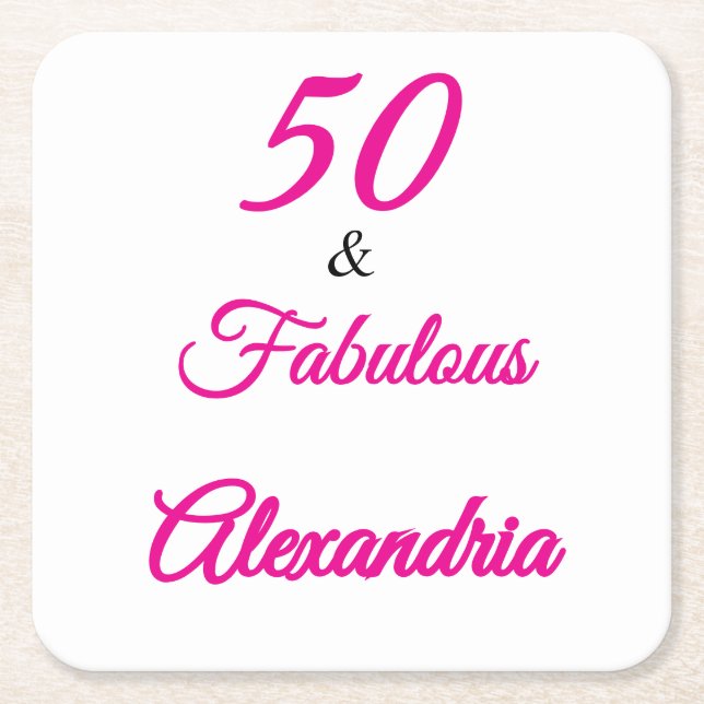 Dessous De Verre Carré Modern Fifty &Fabulous Bold 50th Birthday  (Devant)