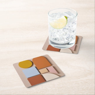 Dessous De Verre Carré Modern Geometric Abstract Coaster Warm Tones