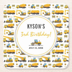 Dessous De Verre Carré Moderne Cute Construction Camions Garçon Anniversa