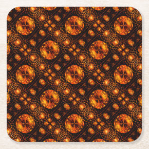 Dessous De Verre Carré Moderne Élégant Bohème Doré Motif d'Art Abstrait #