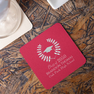 Dessous De Verre Carré Moderne Graduation Classic Carton rouge Crimson