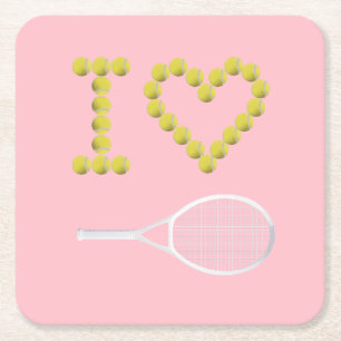 Dessous De Verre Carré Moderne I Love Tennis Rose