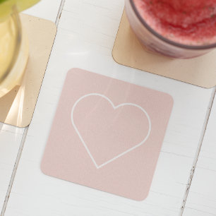 Dessous De Verre Carré Moderne Pastel Rose & Coeur Minimaliste Beau Cadea