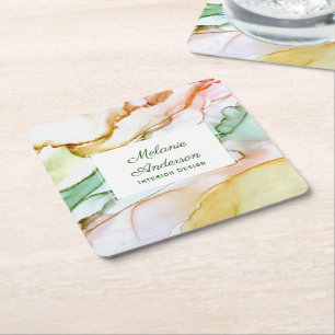 Dessous De Verre Carré Moderne rose clair vert pastel personnalisé