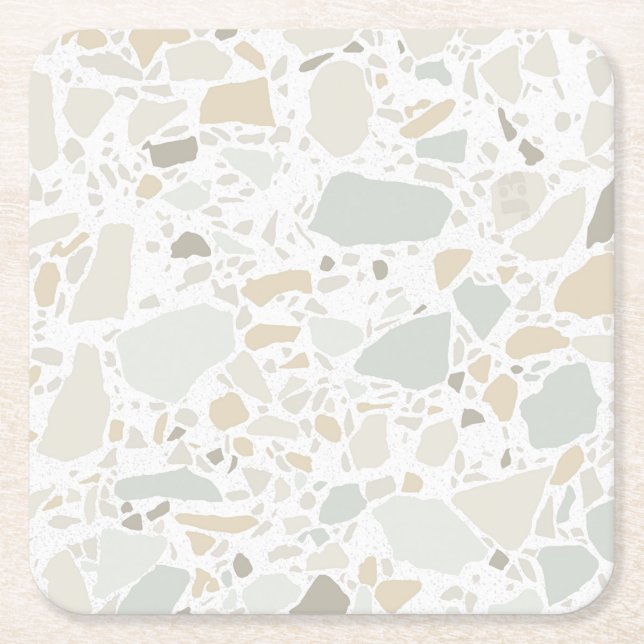Dessous De Verre Carré Moderne Simple Terrazzo Carrelage blanc (Devant)