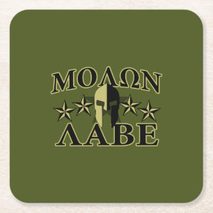 Dessous De Verre Carré Molon Labe Spartan 5 étoiles Olive Green