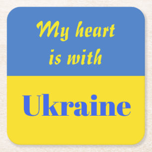 Dessous De Verre Carré Mon coeur est avec l'Ukraine