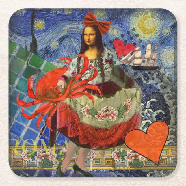 Dessous De Verre Carré Mona Lisa Fun Zodiac Whimsical (Devant)