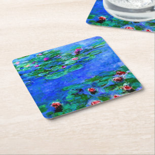 Dessous De Verre Carré Monet - Lys d'eau (rouge)