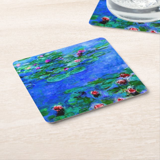 Dessous De Verre Carré Monet - Lys d'eau (rouge) (Incliné)
