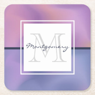 Dessous De Verre Carré Monogramme Abstrait moderne violet et rose