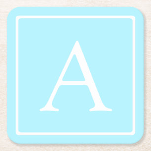 Dessous De Verre Carré Monogramme bleu ciel simple