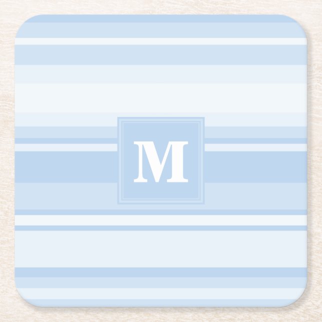 Dessous De Verre Carré Monogramme Bleu rayures (Devant)