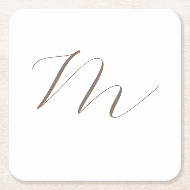 Dessous De Verre Carré Monogramme calligraphie Plaque unique moderne (Devant)