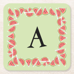 Dessous De Verre Carré Monogramme Carré de pièces vertes de pastèque