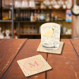 Dessous De Verre Carré Monogramme coloré Souriant Faisée personnalisée