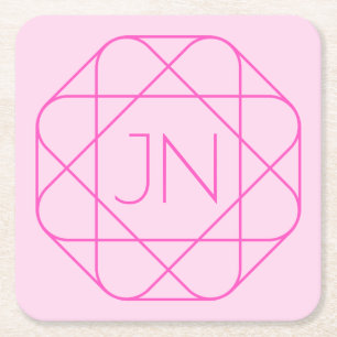 Dessous De Verre Carré Monogramme cool, Style de logo de hanche   Rose & 