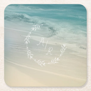 Dessous De Verre Carré Monogramme de l'événement plage