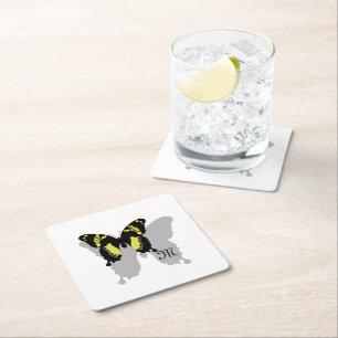 Dessous De Verre Carré Monogramme de l'ombre des papillons jamaïcains