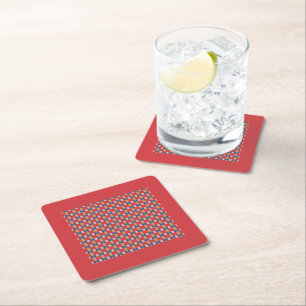 Dessous De Verre Carré Monogramme de Motif géométrique rouge moderne
