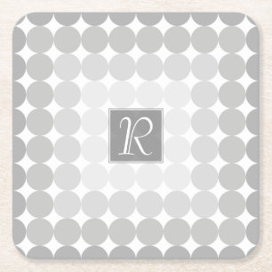 Dessous De Verre Carré Monogramme des cercles gris modernes