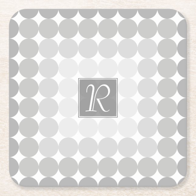Dessous De Verre Carré Monogramme des cercles gris modernes (Devant)