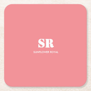 Dessous De Verre Carré Monogramme Élégant rose minimal