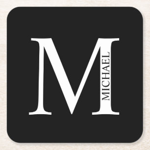 Dessous De Verre Carré Monogramme et nom personnalisés