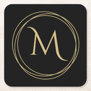 Dessous De Verre Carré Monogramme initial en cercles