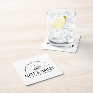 Dessous De Verre Carré Monogramme Mariage de fleurs modernes