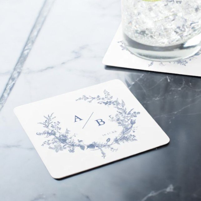 Dessous De Verre Carré Monogramme Mariage français victorien classique (Créateur téléchargé)