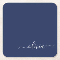 Monogramme moderne bleu marine et blanc