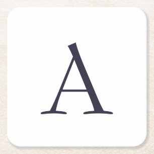Dessous De Verre Carré Monogramme moderne élégant bleu clair initial