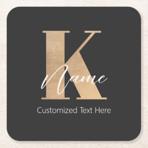 Dessous De Verre Carré Monogramme moderne Initiale K & Nom Personnalisé
