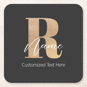 Dessous De Verre Carré Monogramme Moderne Initiale R & Nom Personnalisé
