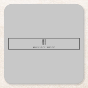 Dessous De Verre Carré Monogramme moderne Initiales Professional Plain Si