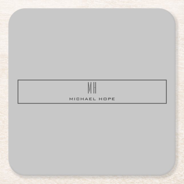 Dessous De Verre Carré Monogramme moderne Initiales Professional Plain Si (Devant)