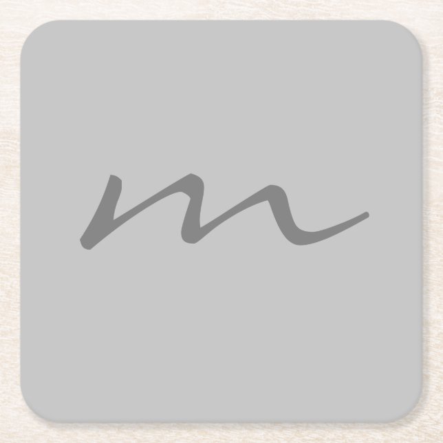 Dessous De Verre Carré monogramme moderne tendance gris professionnel (Devant)