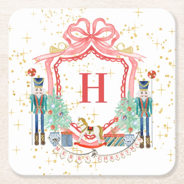 Dessous De Verre Carré Monogramme Noël Crest (Devant)