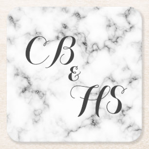 Dessous De Verre Carré Monogramme ou initiales effet marbre