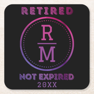 Dessous De Verre Carré Monogramme personnalisé Date de retraite Privilégi