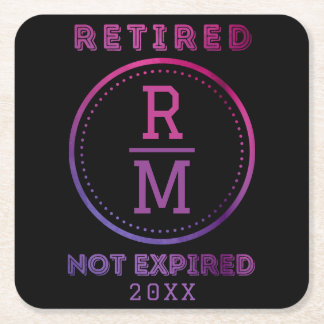 Dessous De Verre Carré Monogramme personnalisé Date de retraite Privilégi